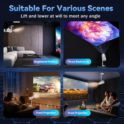 Proyector inteligente inalámbrico WiFi + Bluetooth con cabezal ajustable a 90° 📽️✨