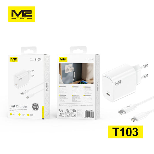 Cargador USB-C, 20 W, con cable USB-C a lightning 100C, M2TEC